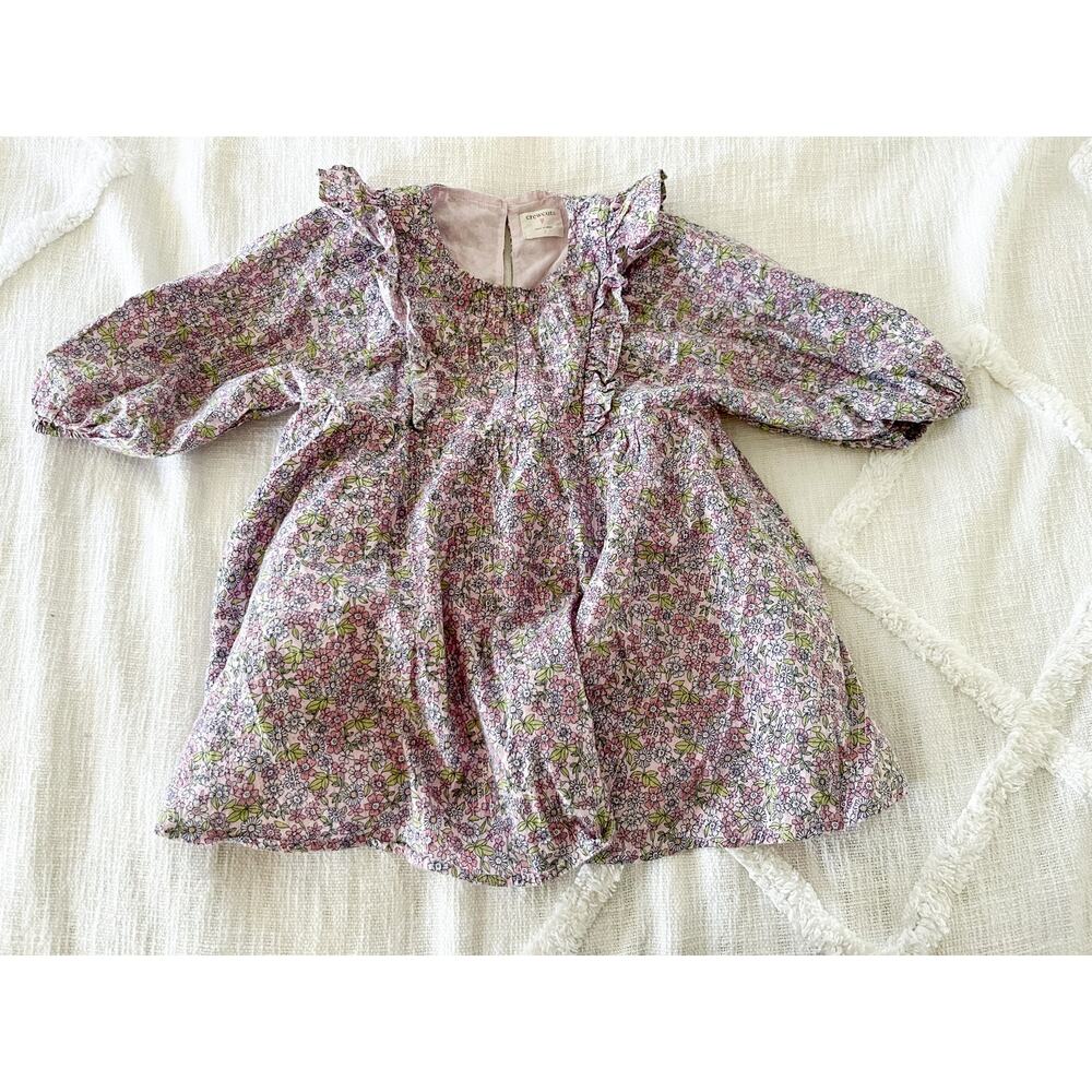 crewcuts | Ditsy Floral Ruffle Long Sleeve Dress in Purple | Sz 3